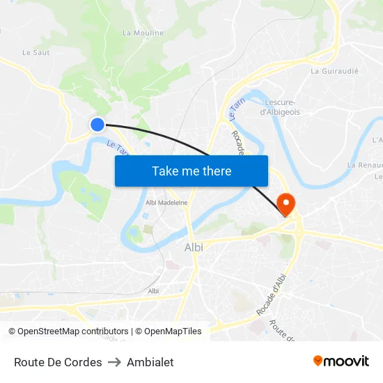 Route De Cordes to Ambialet map