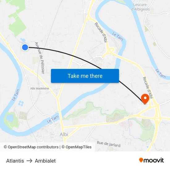 Atlantis to Ambialet map