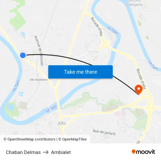 Chaban Delmas to Ambialet map