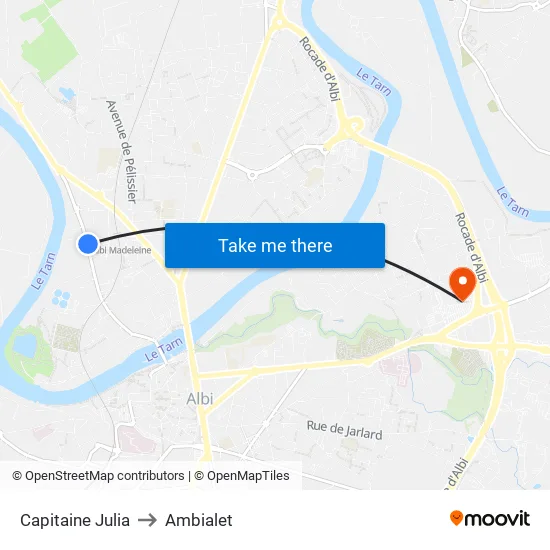 Capitaine Julia to Ambialet map