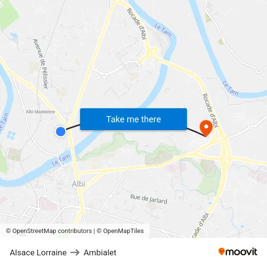 Alsace Lorraine to Ambialet map