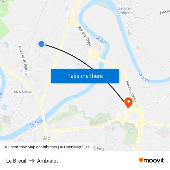 Le Breuil to Ambialet map