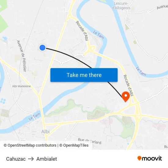 Cahuzac to Ambialet map