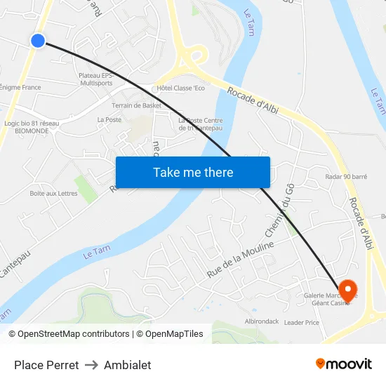 Place Perret to Ambialet map