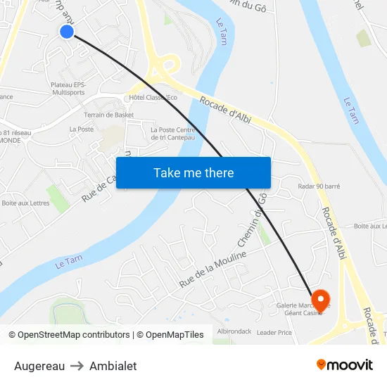Augereau to Ambialet map