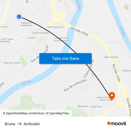 Brune to Ambialet map