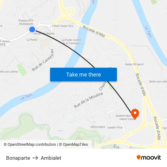 Bonaparte to Ambialet map