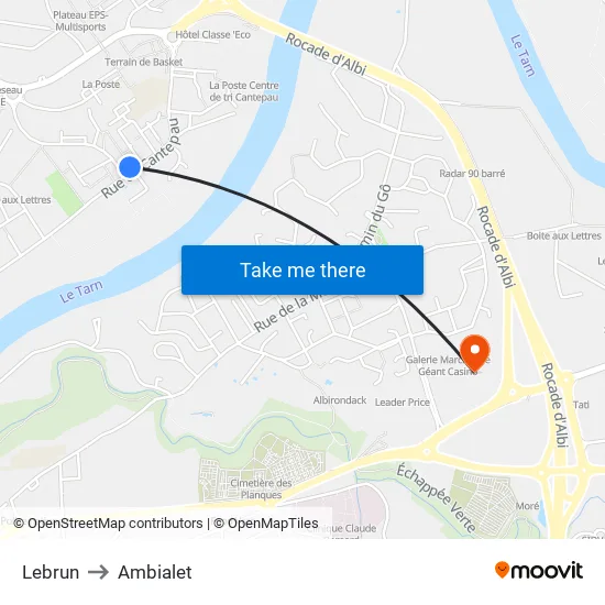 Lebrun to Ambialet map