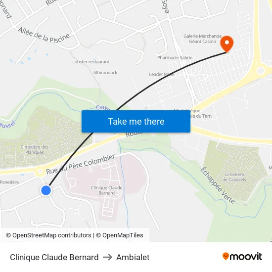 Clinique Claude Bernard to Ambialet map