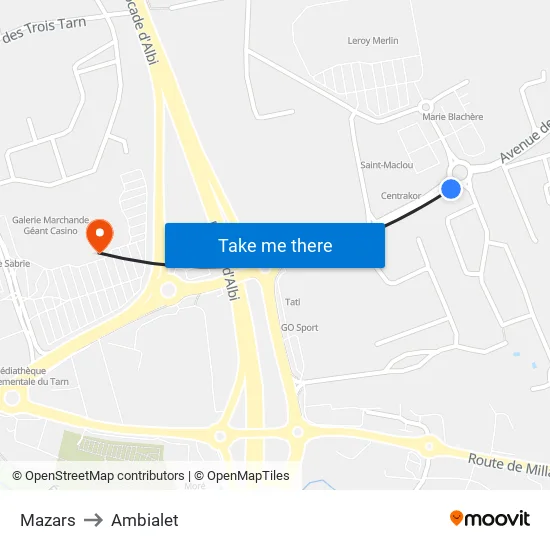 Mazars to Ambialet map