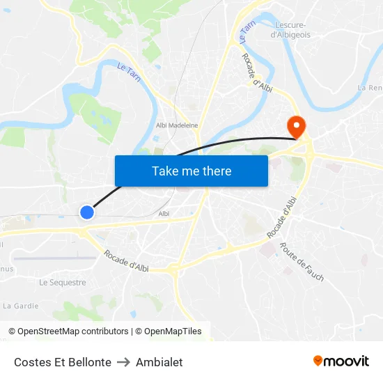 Costes Et Bellonte to Ambialet map