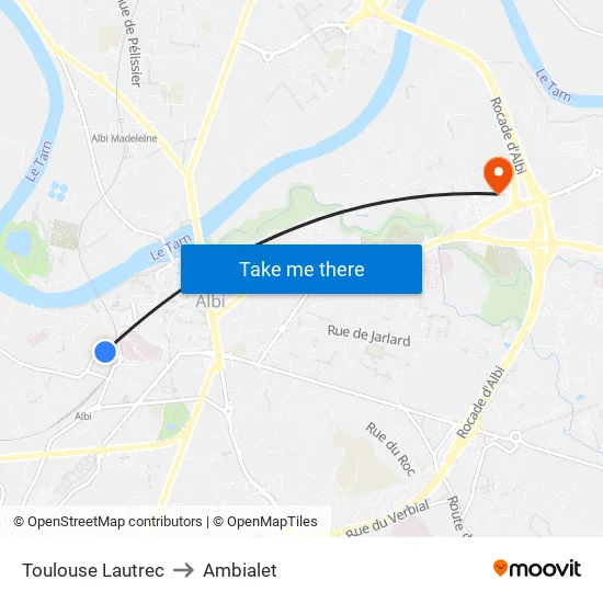 Toulouse Lautrec to Ambialet map