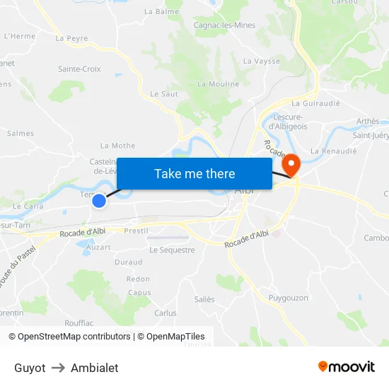 Guyot to Ambialet map