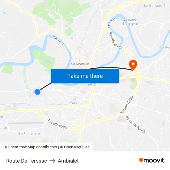 Route De Terssac to Ambialet map