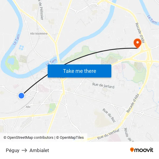 Péguy to Ambialet map