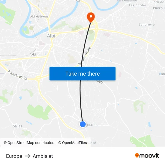 Europe to Ambialet map