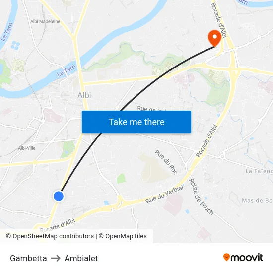 Gambetta to Ambialet map