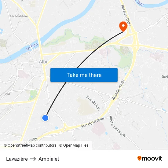 Lavazière to Ambialet map