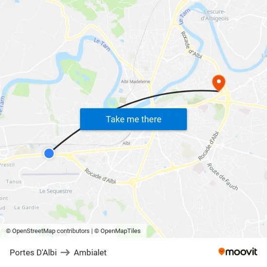 Portes D'Albi to Ambialet map