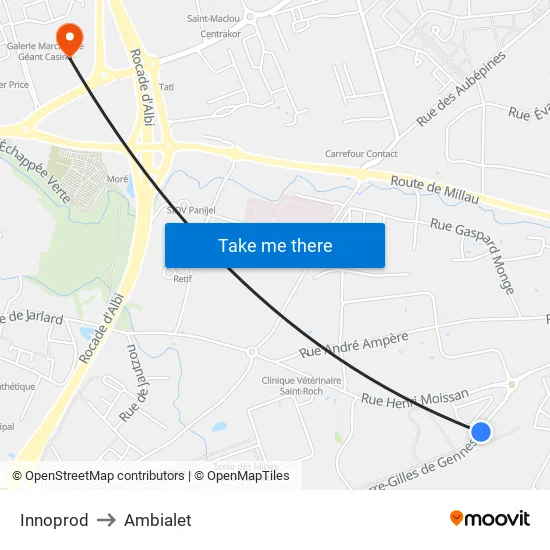 Innoprod to Ambialet map