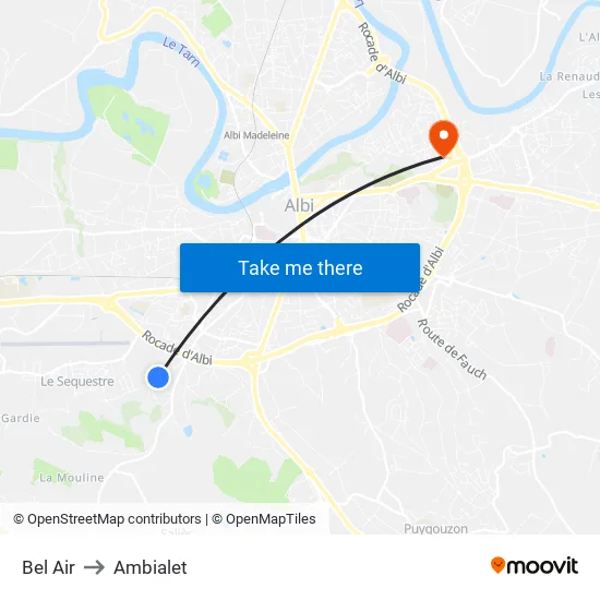 Bel Air to Ambialet map