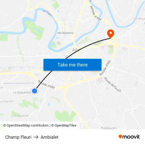 Champ Fleuri to Ambialet map