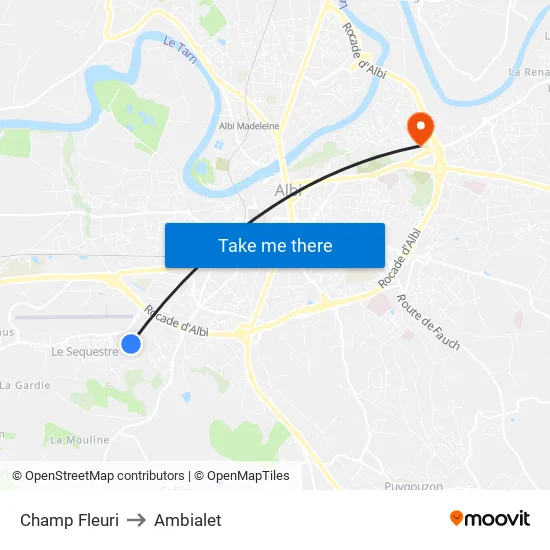 Champ Fleuri to Ambialet map