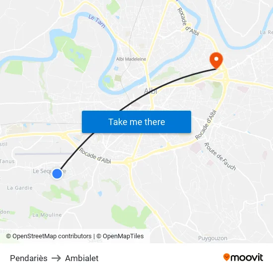 Pendariès to Ambialet map