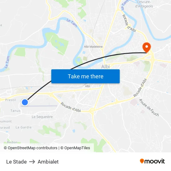 Le Stade to Ambialet map