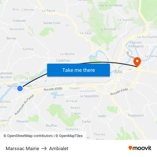 Marssac Mairie to Ambialet map