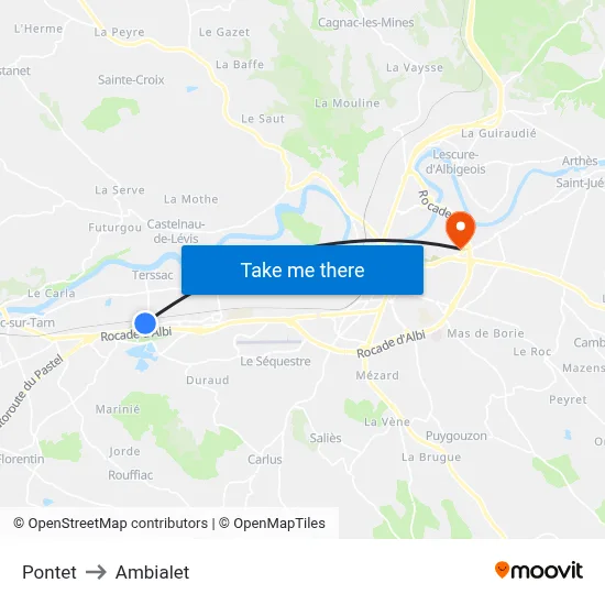 Pontet to Ambialet map