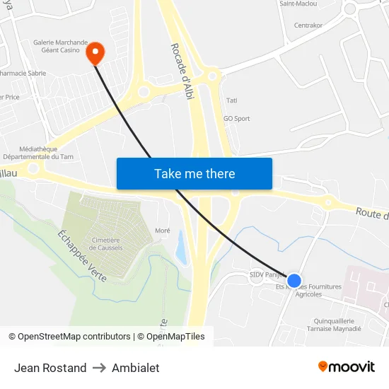 Jean Rostand to Ambialet map