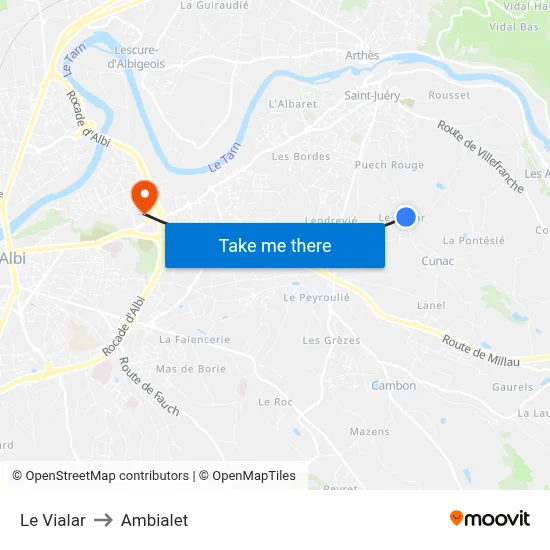 Le Vialar to Ambialet map