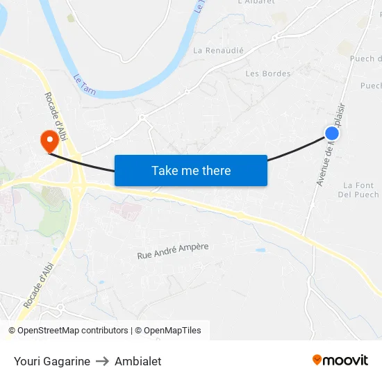 Youri Gagarine to Ambialet map
