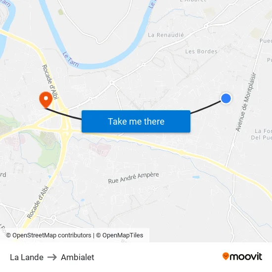 La Lande to Ambialet map