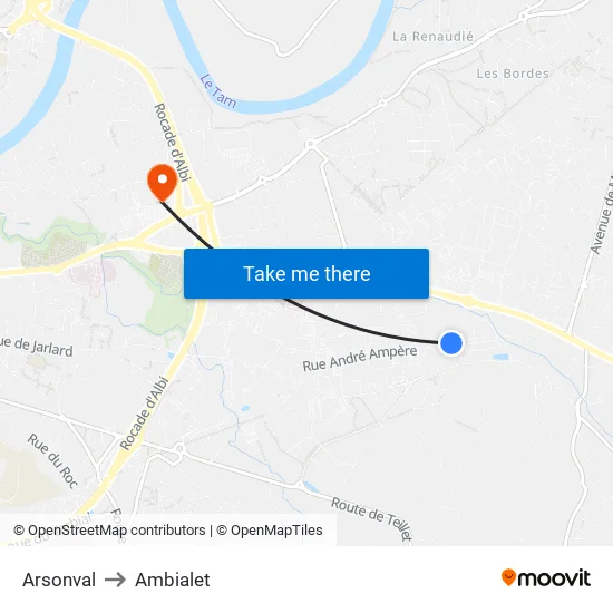 Arsonval to Ambialet map
