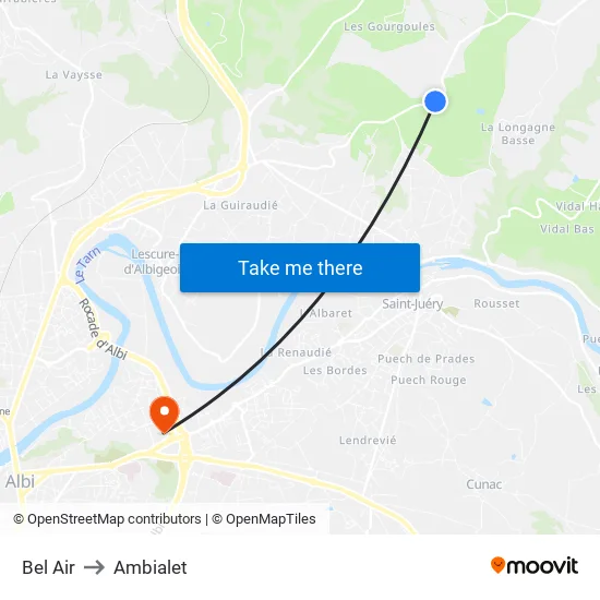Bel Air to Ambialet map