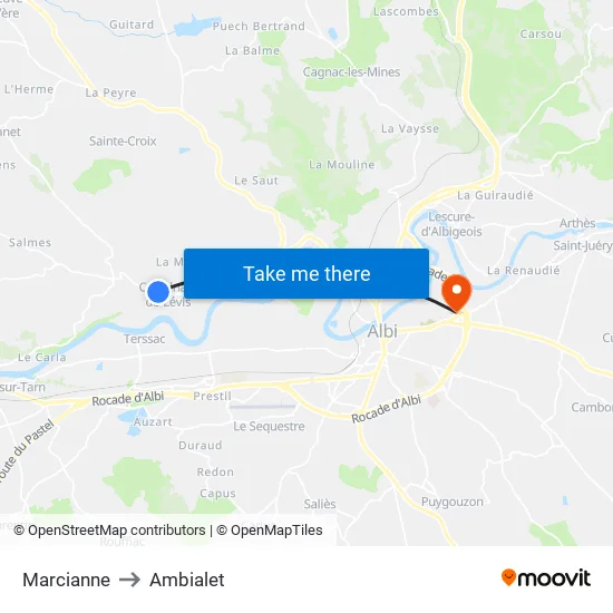 Marcianne to Ambialet map