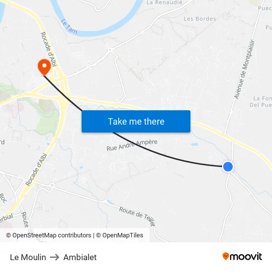 Le Moulin to Ambialet map
