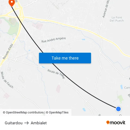 Guitardou to Ambialet map