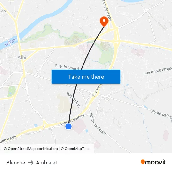 Blanché to Ambialet map