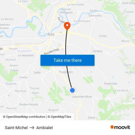 Saint-Michel to Ambialet map