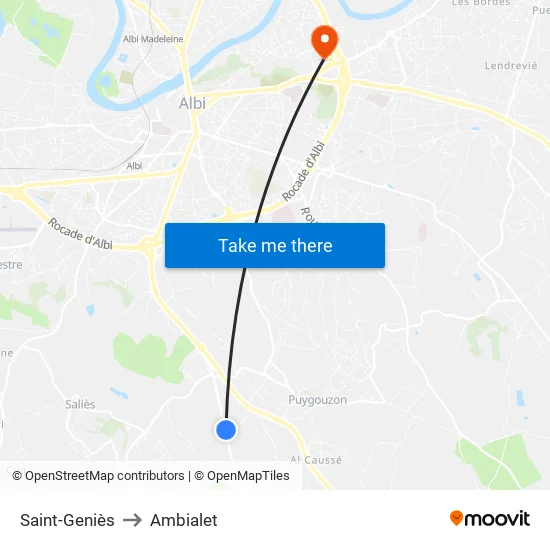Saint-Geniès to Ambialet map