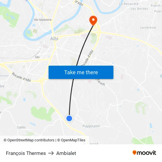 François Thermes to Ambialet map