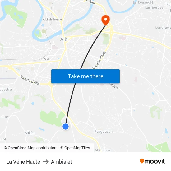 La Vène Haute to Ambialet map
