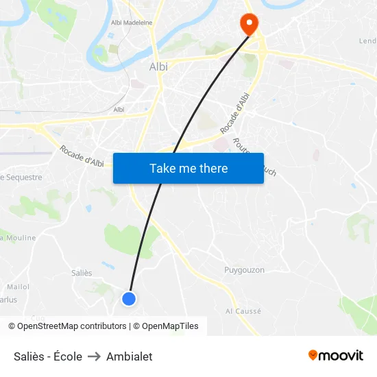 Saliès - École to Ambialet map