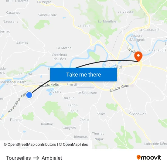 Tourseilles to Ambialet map