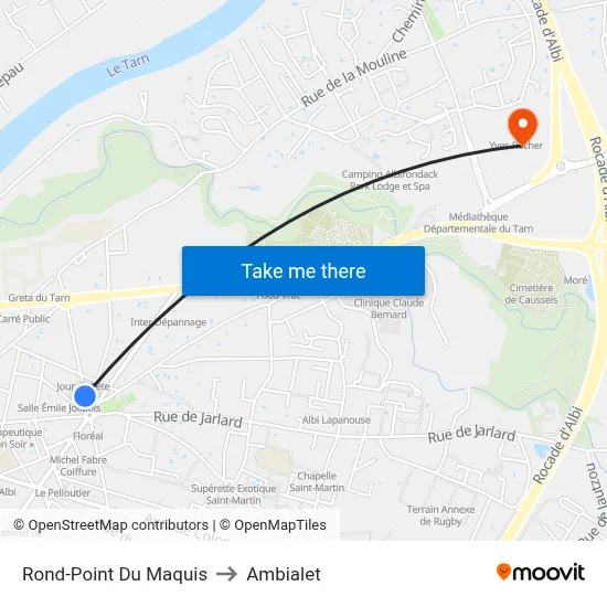 Rond-Point Du Maquis to Ambialet map