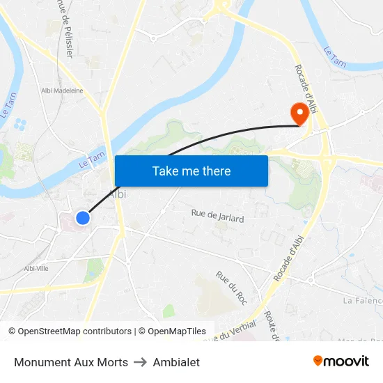 Monument Aux Morts to Ambialet map