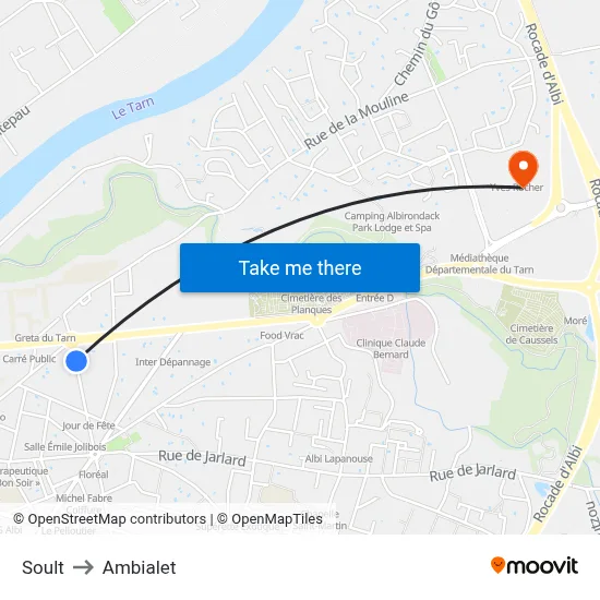 Soult to Ambialet map